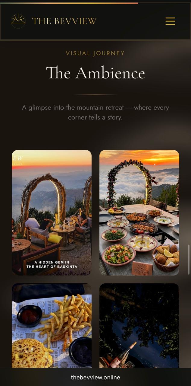 The Bevview custom website, mobile view